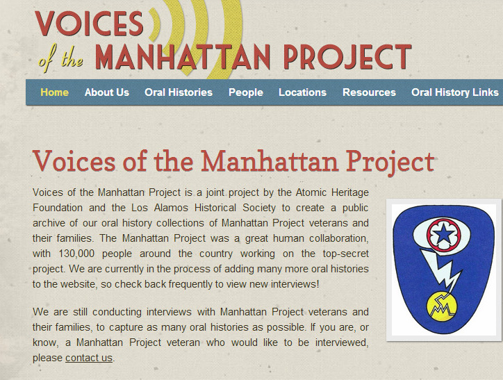 Voices of the Manhattan Project homepage